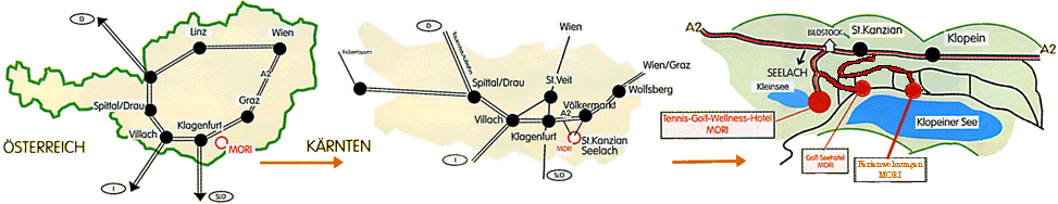 Karte Anreise nach Kärnten/Klopeinersee